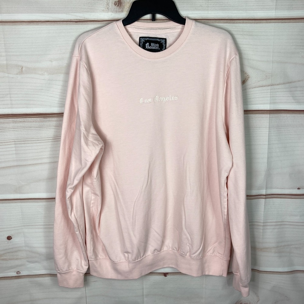 Blind Rooster Sweatshirt Mens XL Pink Los Angeles Embroidered Crew Neck Pullover
